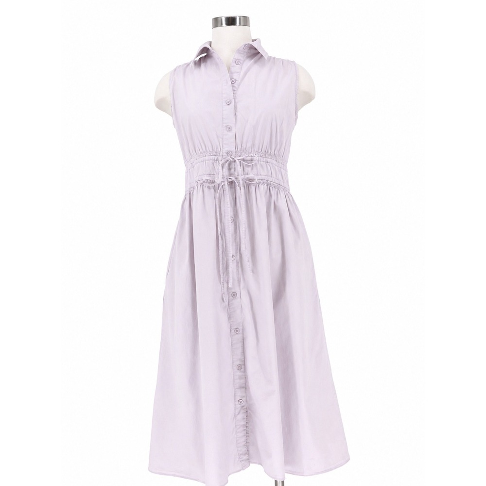 Thakoon x RTR Lavender Cotton Shirt Dress Size M Tie Waist Pockets GUC